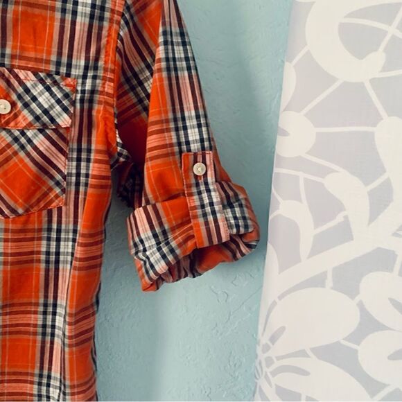 Urban Pipeline Orange Plaid Button Down Shirt Size Medium - Picture 6 of 10